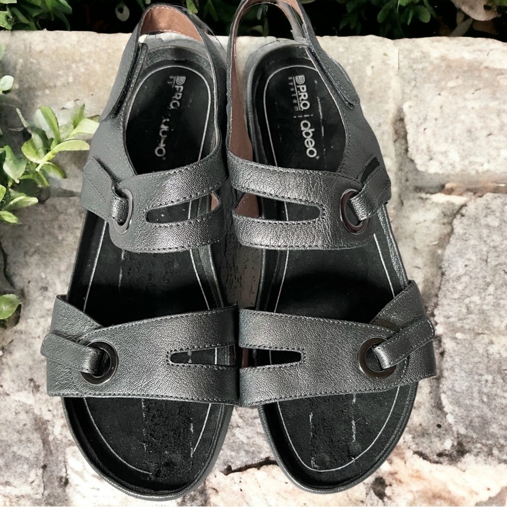 Abeo Greta Sandal Pewter Gray Strappy Orthotic Athletic Womens Size 10 Shoes